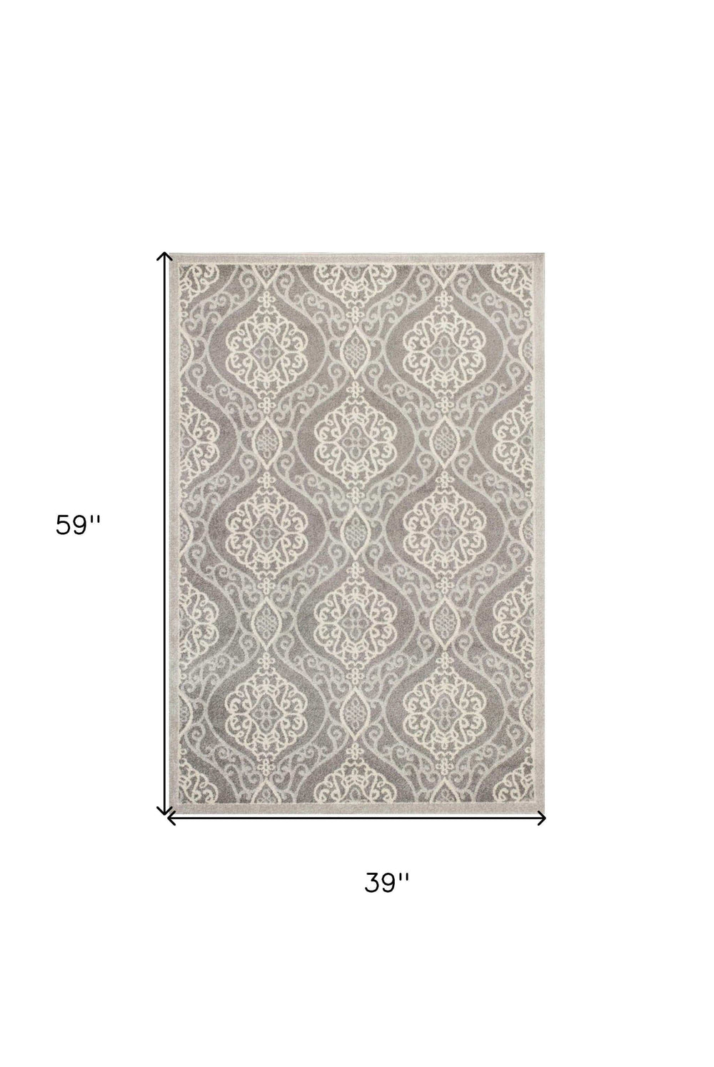 3' X 5' Silver Moroccan Indoor Outdoor Area Rug - Homeroots - Flyclothing LLC
