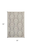 3' X 5' Silver Moroccan Indoor Outdoor Area Rug - Homeroots