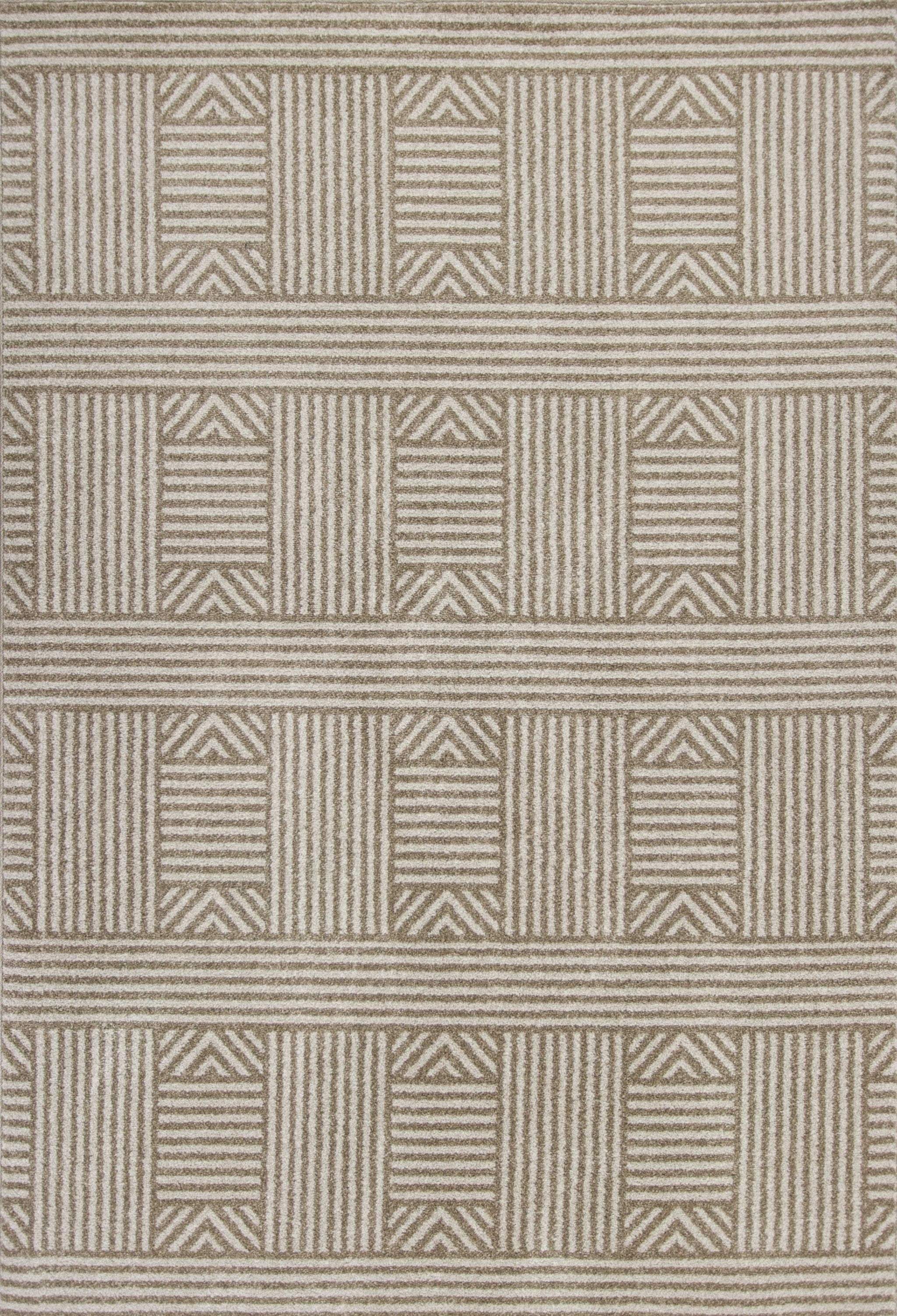 3' X 5' Beige and Ivory Geometric Indoor Outdoor Area Rug - Homeroots - Flyclothing LLC