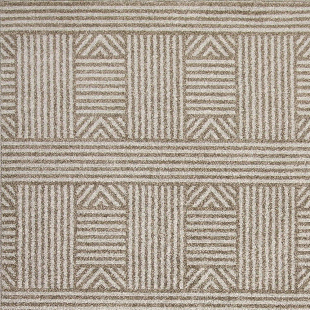 3' X 5' Beige and Ivory Geometric Indoor Outdoor Area Rug - Homeroots - Flyclothing LLC