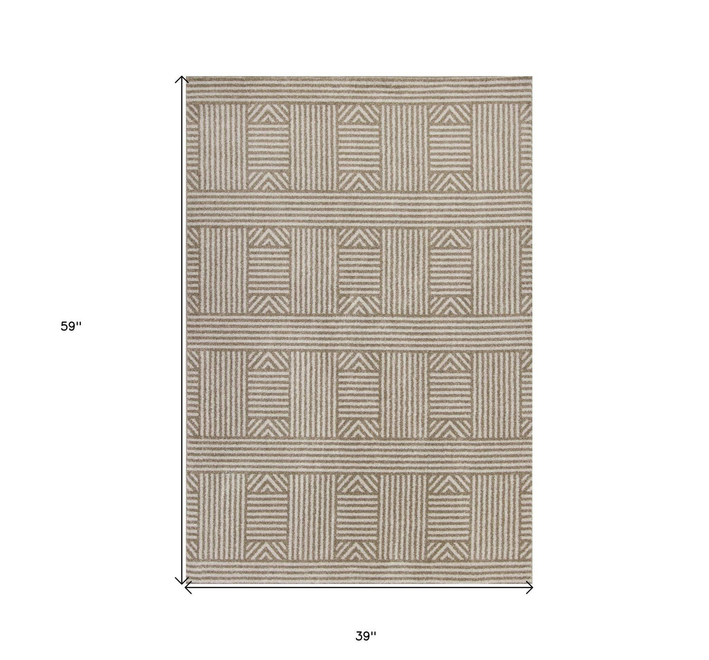 3' X 5' Beige and Ivory Geometric Indoor Outdoor Area Rug - Homeroots - Flyclothing LLC