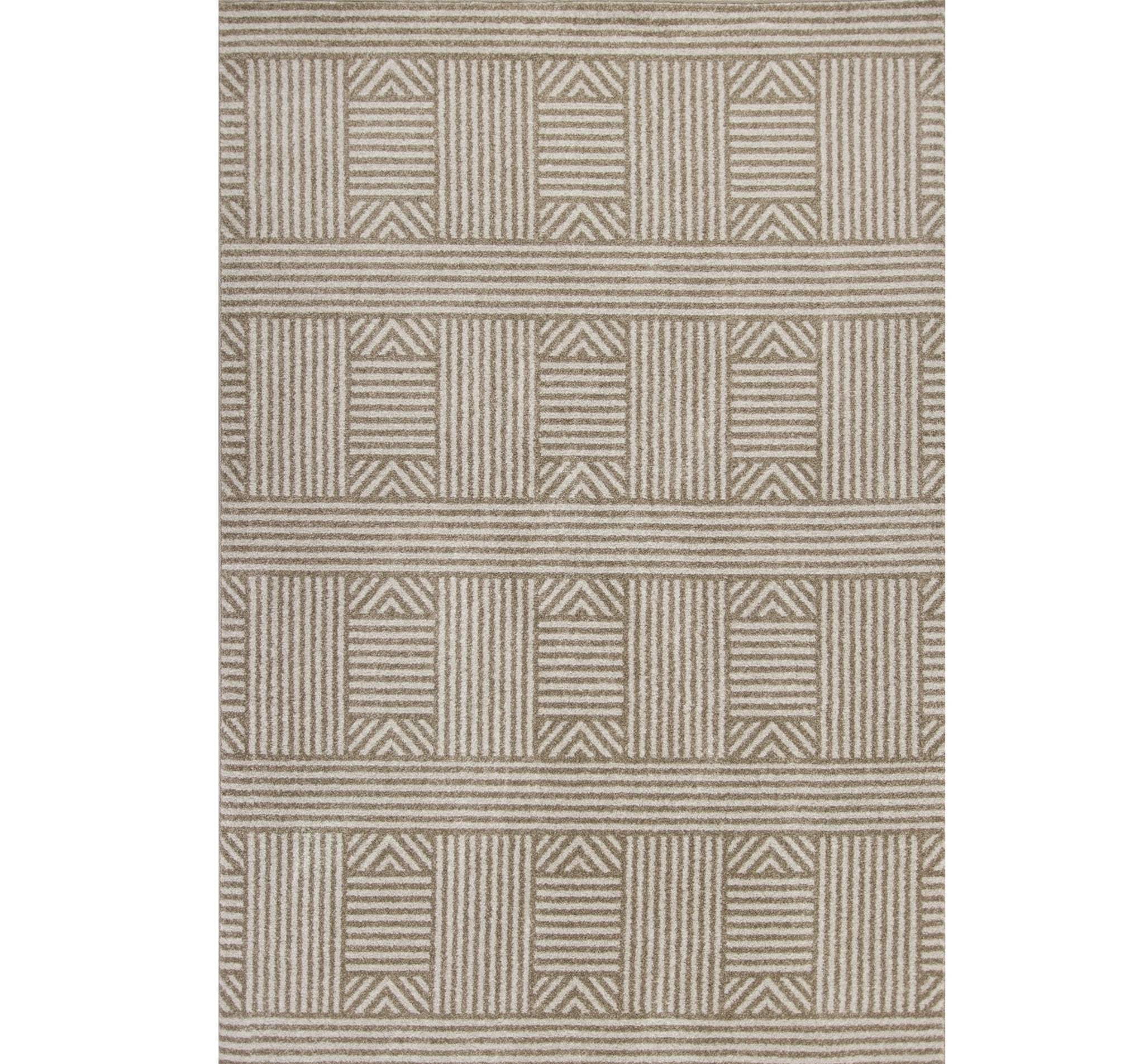 3' X 5' Beige and Ivory Geometric Indoor Outdoor Area Rug - Homeroots - Flyclothing LLC