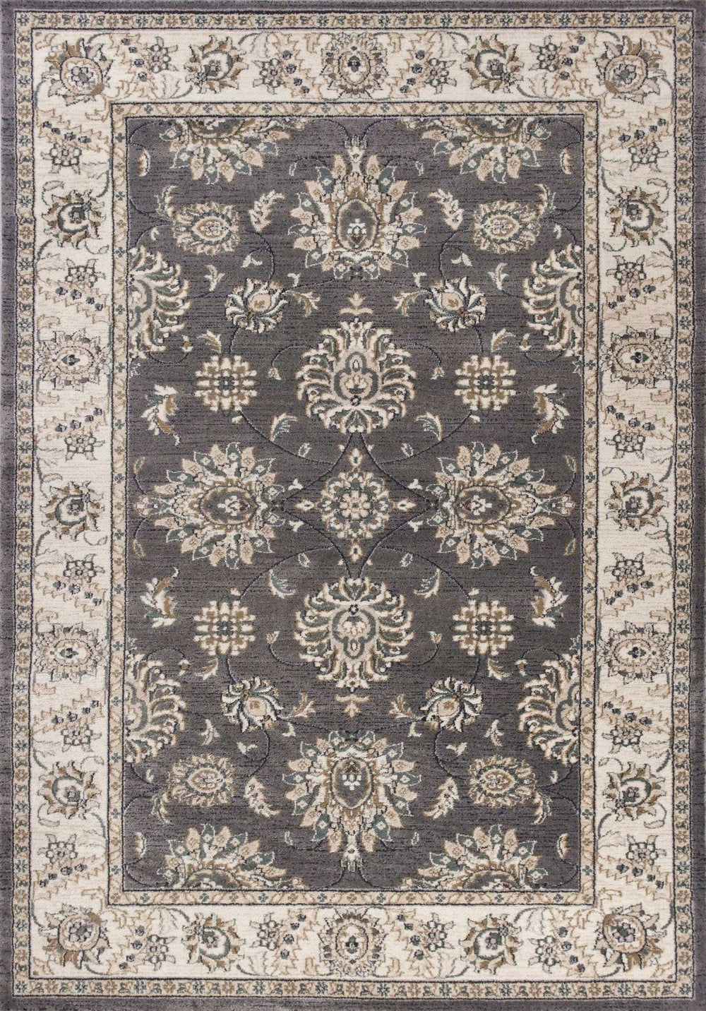 3' X 5' Gray and Ivory Floral Area Rug - Homeroots - Flyclothing LLC