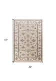 3' X 5' Beige and Ivory Floral Area Rug - Homeroots