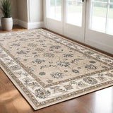 3' X 5' Beige and Ivory Floral Area Rug - Homeroots