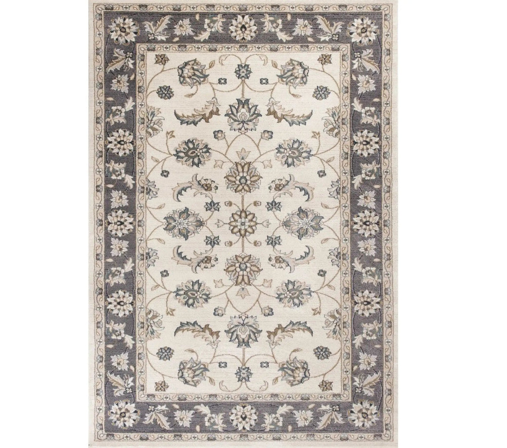 3' X 5' Gray and Ivory Floral Area Rug - Homeroots