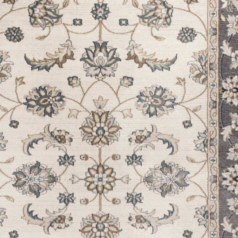 3' X 5' Gray and Ivory Floral Area Rug - Homeroots - Flyclothing LLC