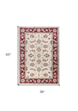 3' X 5' Ivory Red Floral Indoor Area Rug - Homeroots