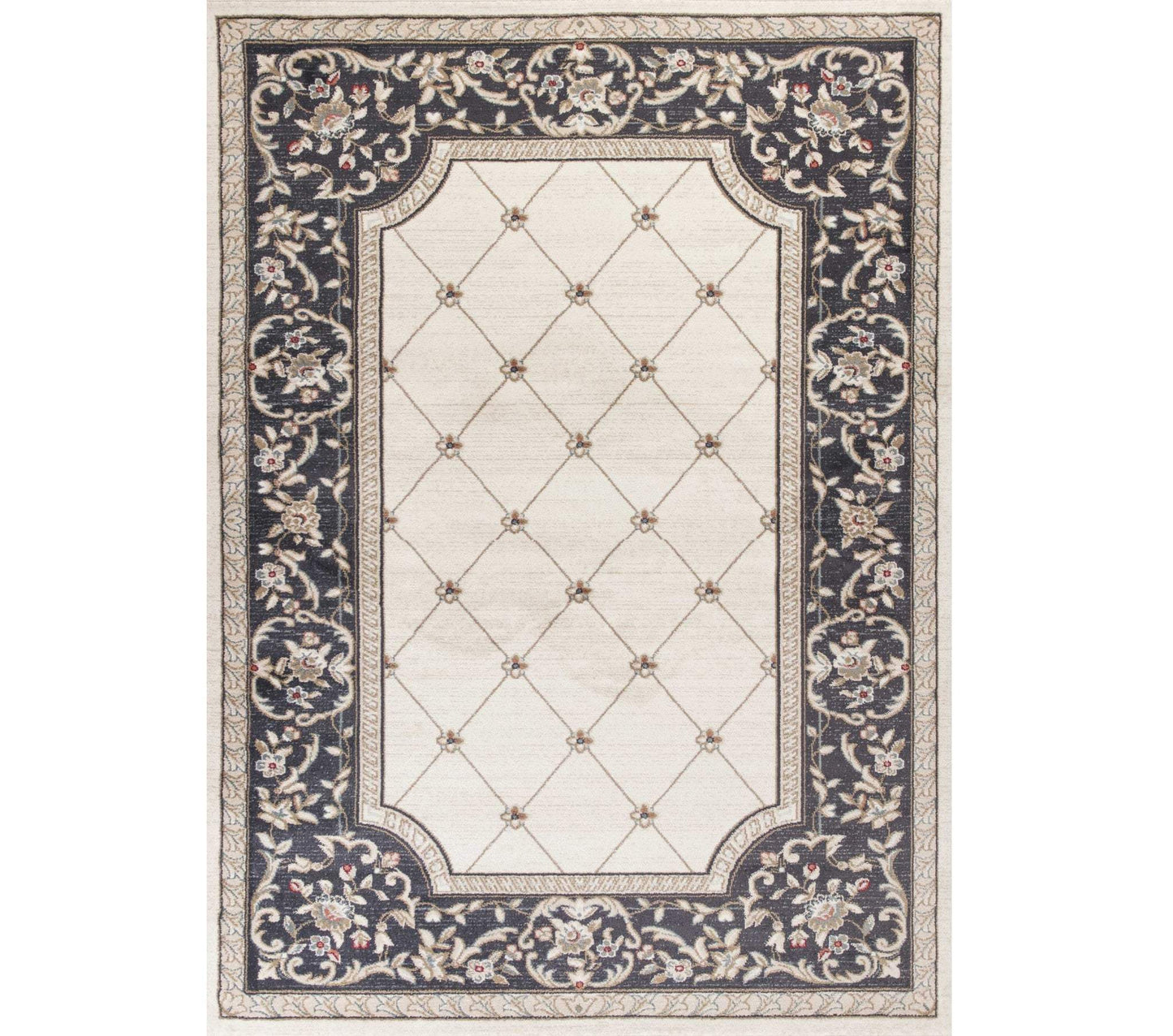 3' X 5' Gray and Ivory Trellis Area Rug - Homeroots - Flyclothing LLC