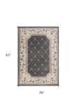 3' X 5' Gray and Ivory Trellis Area Rug - Homeroots