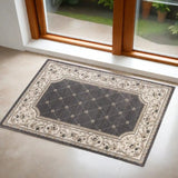 3' X 5' Gray and Ivory Trellis Area Rug - Homeroots
