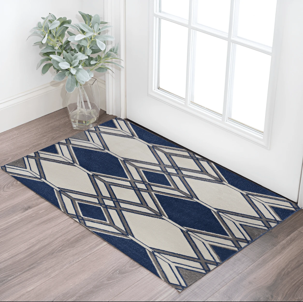 3' X 5' Ivory Geometric Area Rug - Homeroots