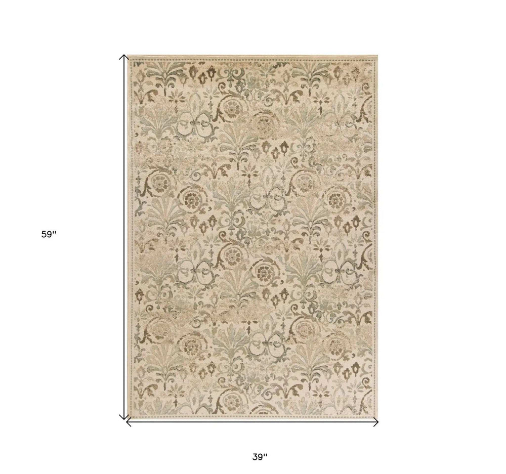 3' X 5' Ivory Area Rug - Homeroots - Flyclothing LLC
