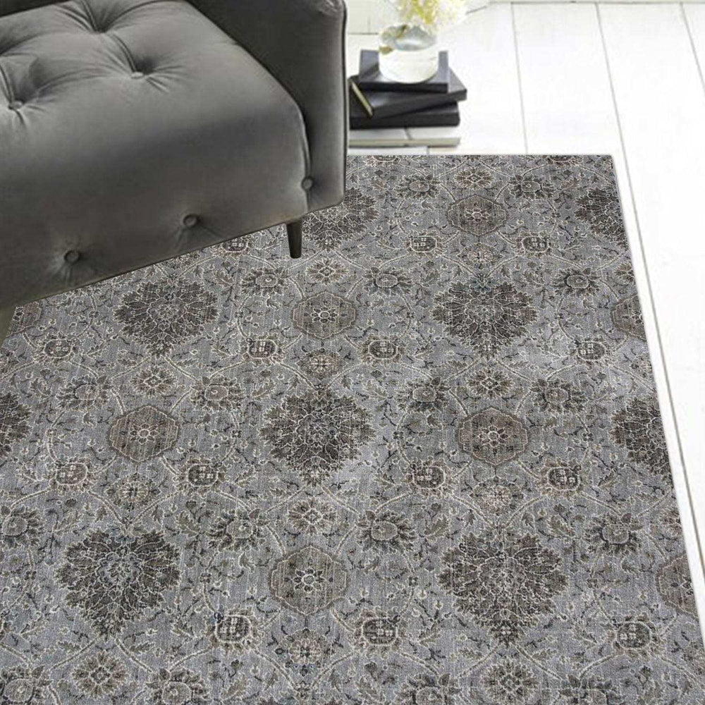 2' X 4' Silver Damask Area Rug - Homeroots - Flyclothing LLC