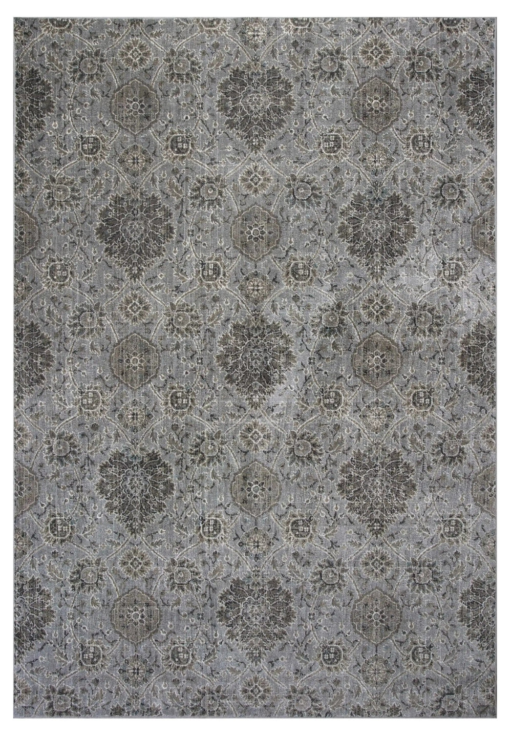 2' X 4' Silver Damask Area Rug - Homeroots