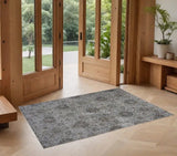 2' X 4' Silver Damask Area Rug - Homeroots