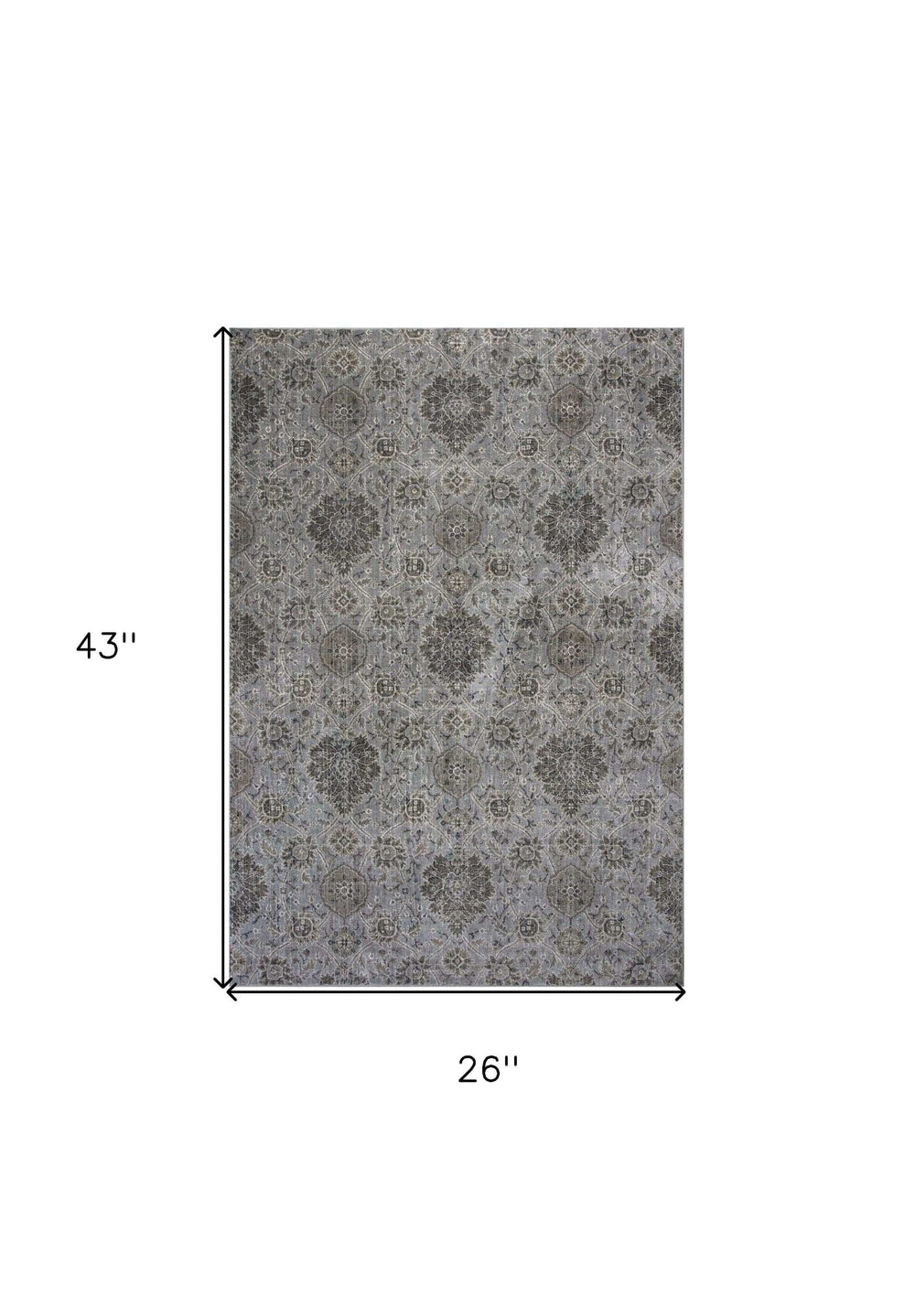 2' X 4' Silver Damask Area Rug - Homeroots - Flyclothing LLC
