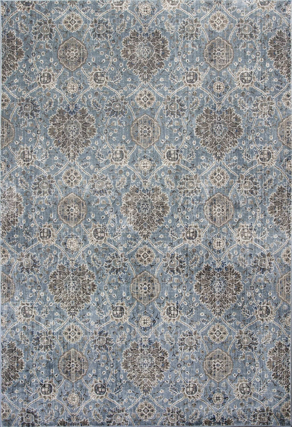 2' X 4' Slate Blue Damask Area Rug - Homeroots - Flyclothing LLC