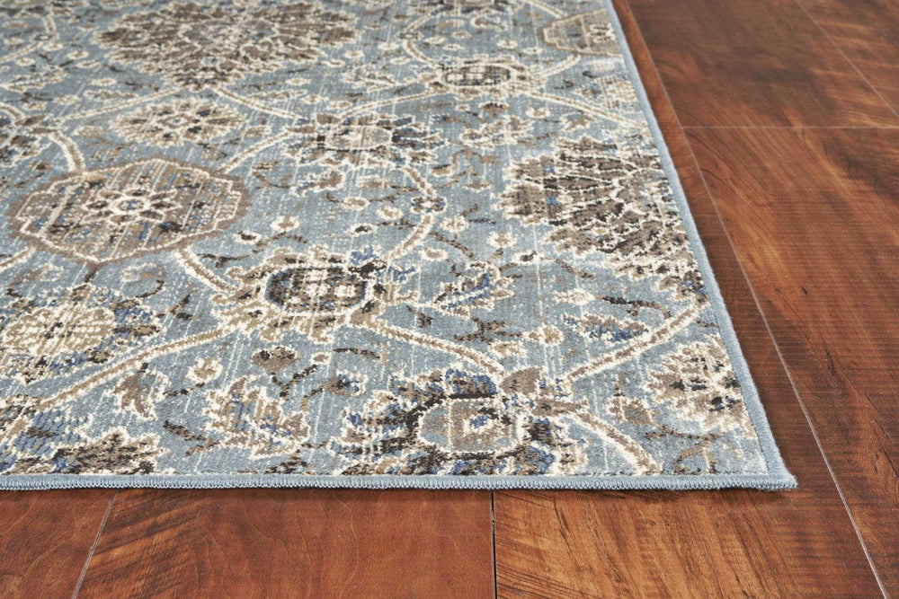 2' X 4' Slate Blue Damask Area Rug - Homeroots - Flyclothing LLC