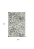 2' X 4' Ivory and Blue Damask Area Rug - Homeroots