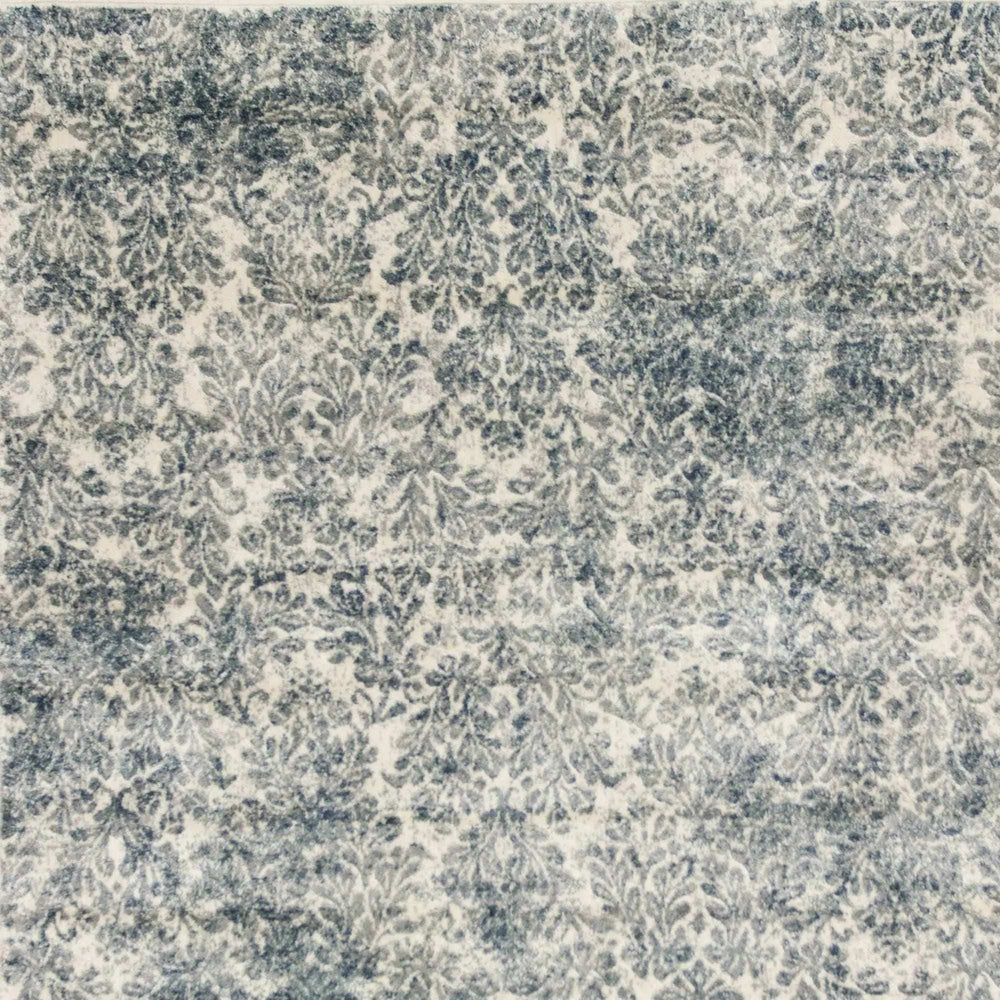 2' X 4' Ivory and Blue Damask Area Rug - Homeroots - Flyclothing LLC