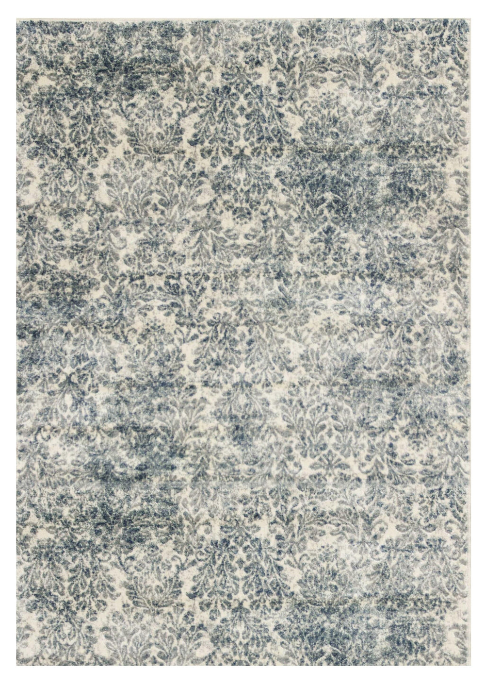 2' X 4' Ivory and Blue Damask Area Rug - Homeroots