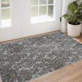 2' X 4' Ivory Damask Area Rug - Homeroots