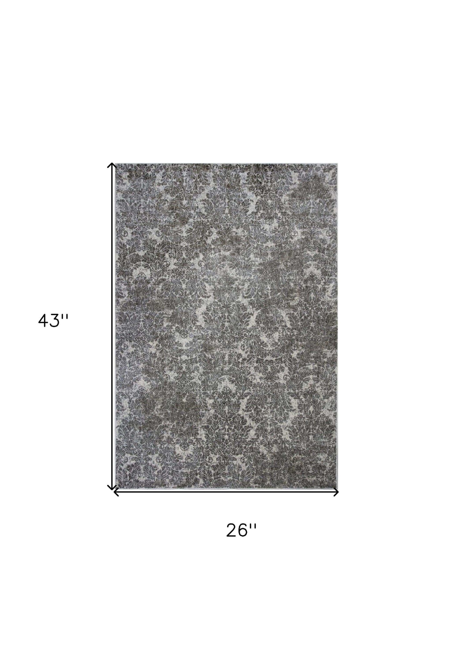 2' X 4' Ivory Damask Area Rug - Homeroots - Flyclothing LLC