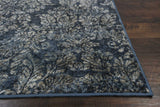 2' X 4' Slate Blue Damask Area Rug - Homeroots