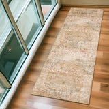 7' Champagne Beige Machine Woven Damask Indoor Runner Rug - Homeroots
