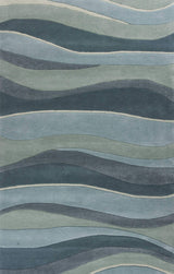 2' X 4' Ocean Blue Teal Hand Tufted Abstract Waves Indoor Accent Rug - Homeroots - Flyclothing LLC