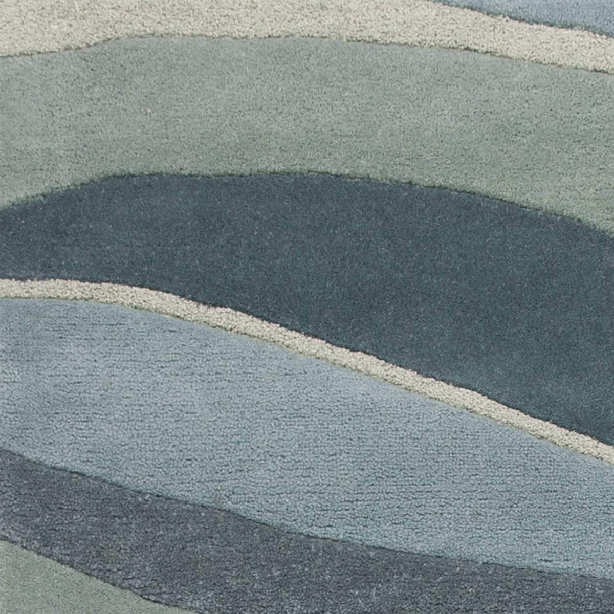 2' X 4' Ocean Blue Teal Hand Tufted Abstract Waves Indoor Accent Rug - Homeroots - Flyclothing LLC