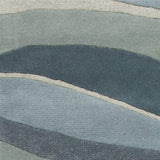 2' X 4' Ocean Blue Teal Hand Tufted Abstract Waves Indoor Accent Rug - Homeroots - Flyclothing LLC