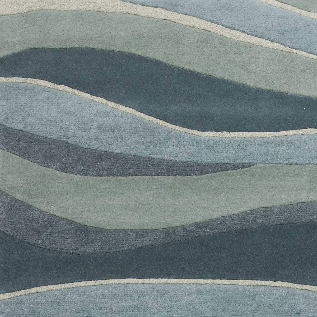 2' X 4' Ocean Blue Teal Hand Tufted Abstract Waves Indoor Accent Rug - Homeroots - Flyclothing LLC