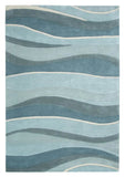 2' X 4' Ocean Blue Teal Hand Tufted Abstract Waves Indoor Accent Rug - Homeroots