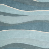 2' X 4' Ocean Blue Teal Hand Tufted Abstract Waves Indoor Accent Rug - Homeroots