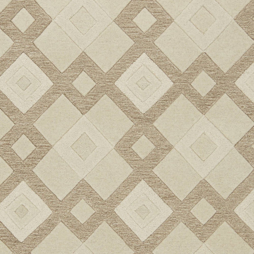 2' X 4' Ivory Diamond Wool Area Rug - Homeroots
