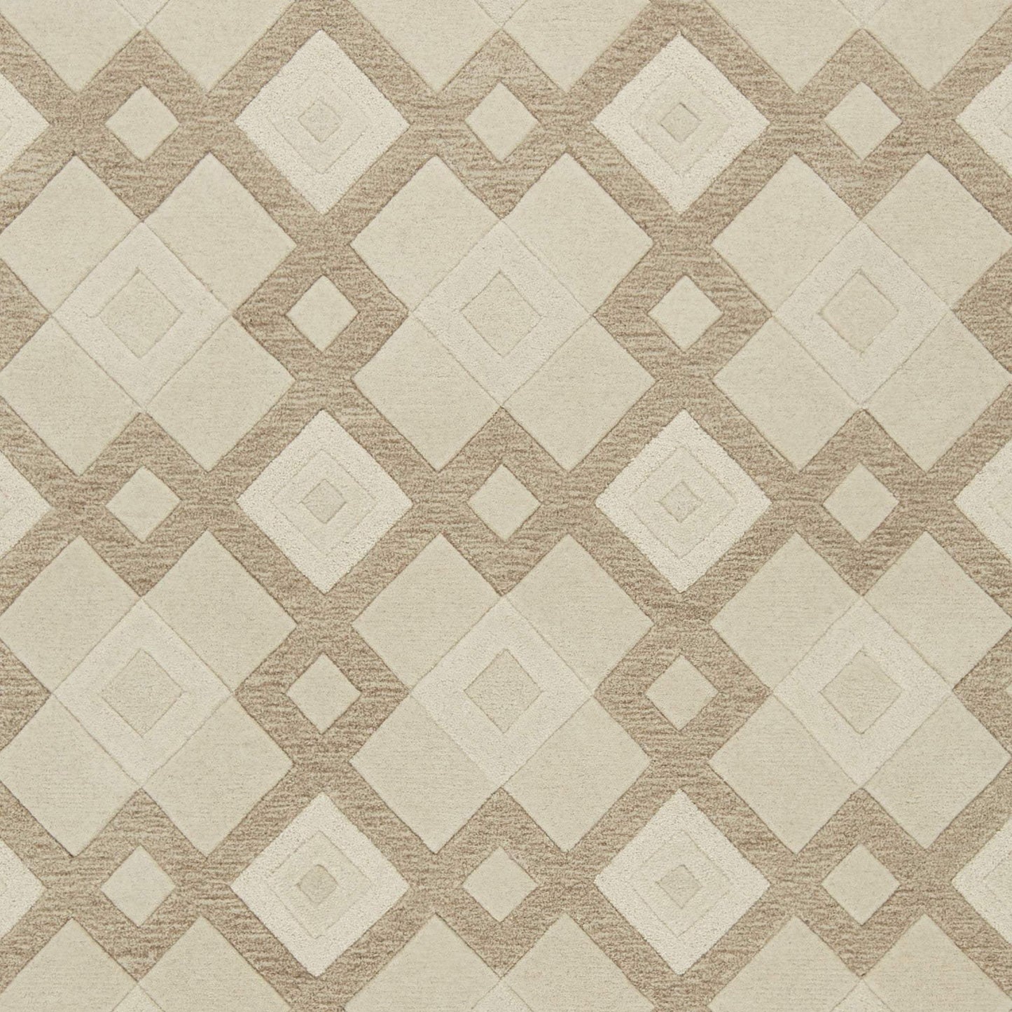 2' X 4' Ivory Diamond Wool Area Rug - Homeroots - Flyclothing LLC