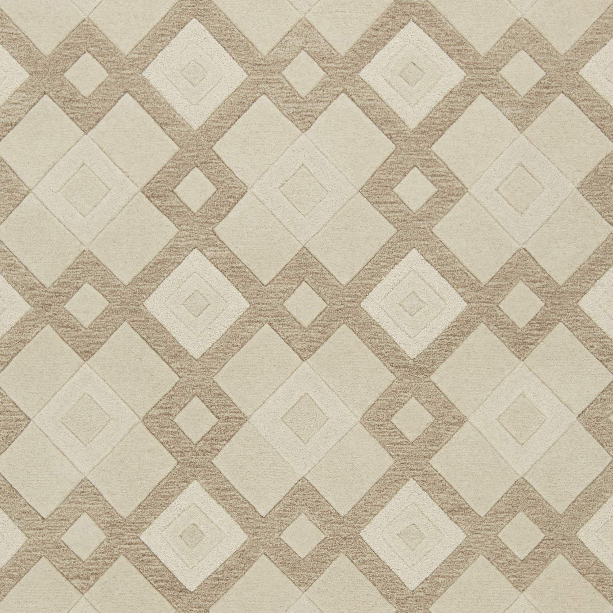2' X 4' Ivory Diamond Wool Area Rug - Homeroots - Flyclothing LLC