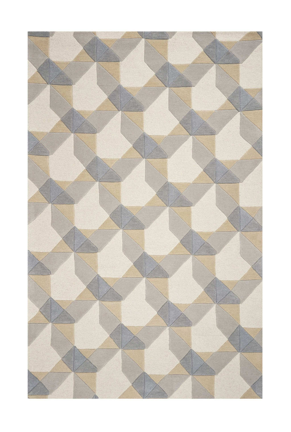 2' X 4' Ivory Or Grey Polygon Pattern Wool Area Rug - Homeroots - Flyclothing LLC