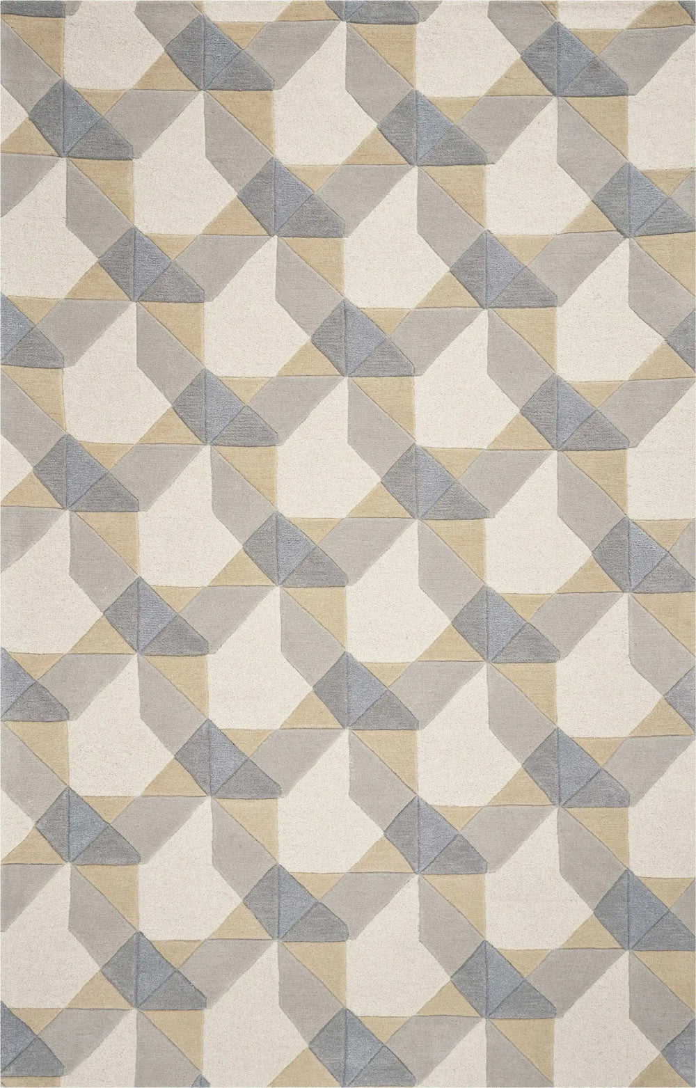 2' X 4' Ivory Or Grey Polygon Pattern Wool Area Rug - Homeroots - Flyclothing LLC