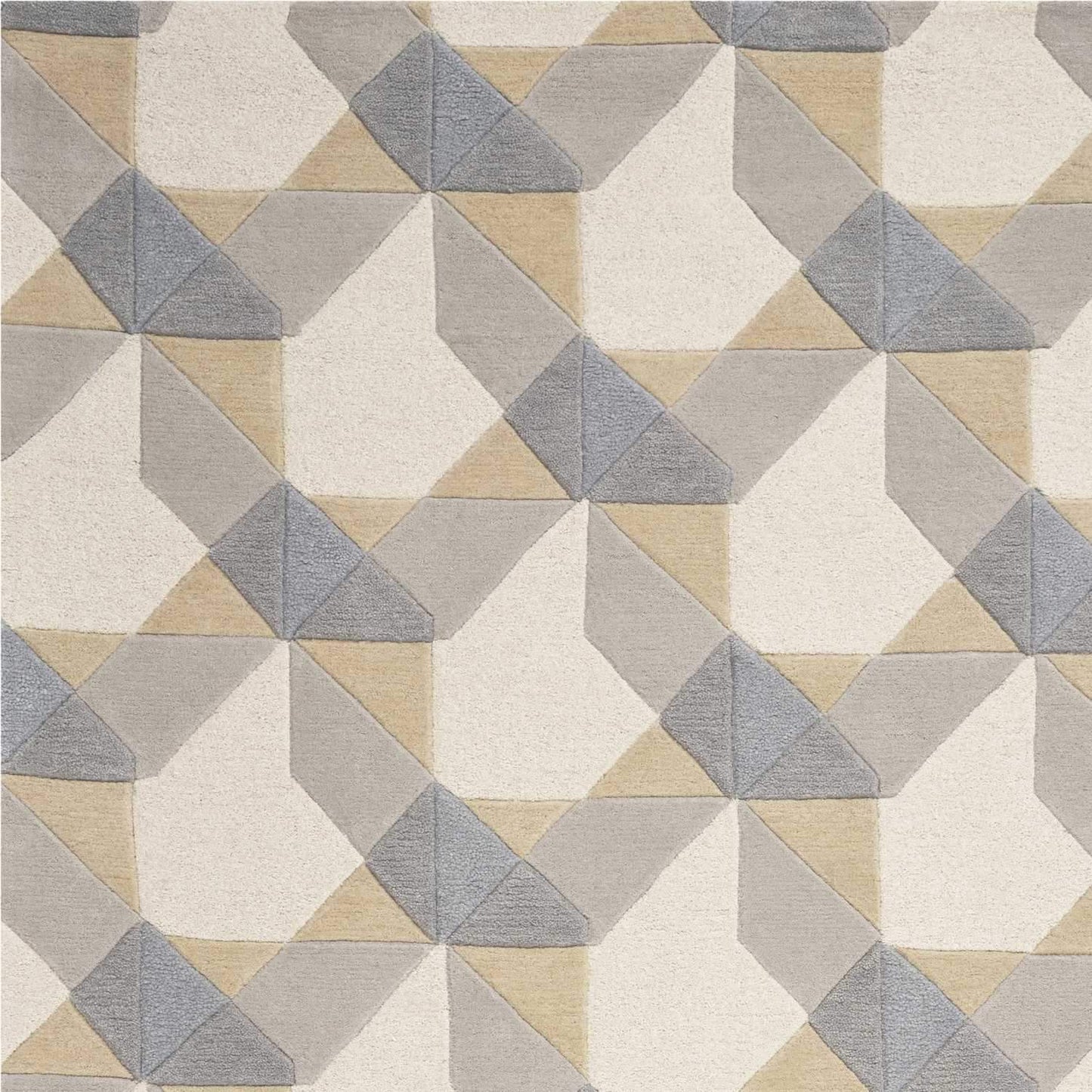 2' X 4' Ivory Or Grey Polygon Pattern Wool Area Rug - Homeroots - Flyclothing LLC