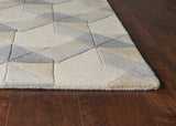2' X 4' Ivory Or Grey Polygon Pattern Wool Area Rug - Homeroots - Flyclothing LLC