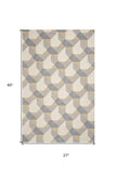 2' X 4' Ivory Or Grey Polygon Pattern Wool Area Rug - Homeroots