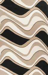 2' X 4' Black Or Beige Waves Wool Area Rug - Homeroots - Flyclothing LLC
