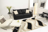 2' X 4' Black Or Beige Waves Wool Area Rug - Homeroots - Flyclothing LLC
