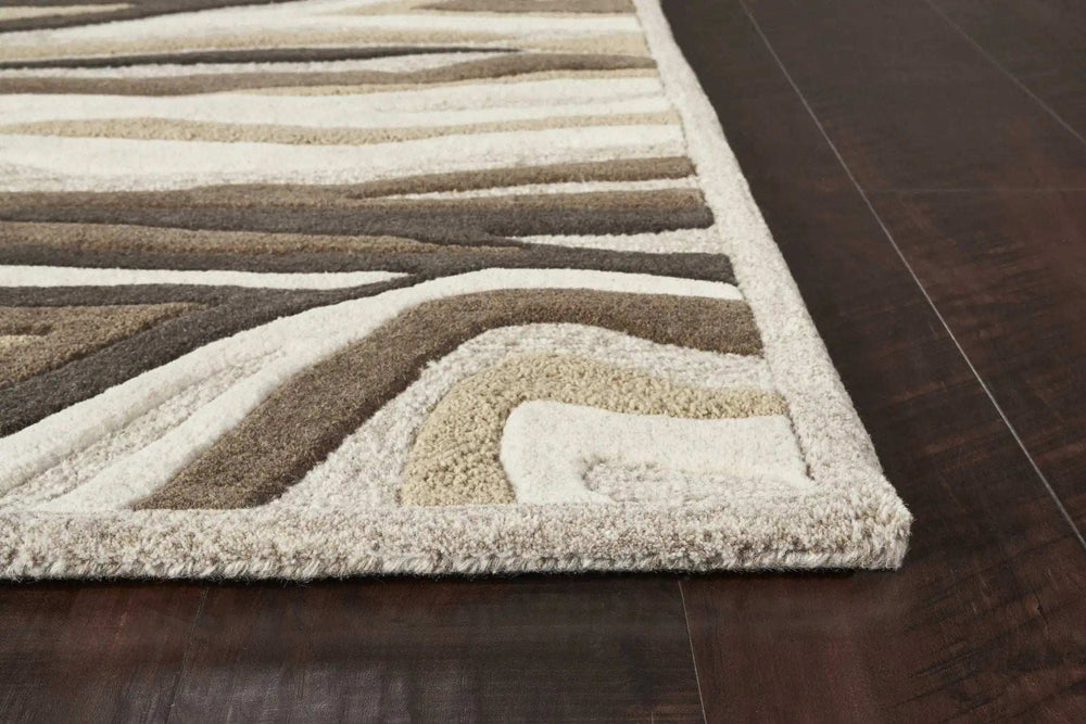 2' X 4' Natural Beige Hand Tufted Abstract Waves Indoor Accent Rug - Homeroots - Flyclothing LLC