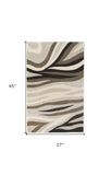 2' X 4' Natural Beige Hand Tufted Abstract Waves Indoor Accent Rug - Homeroots