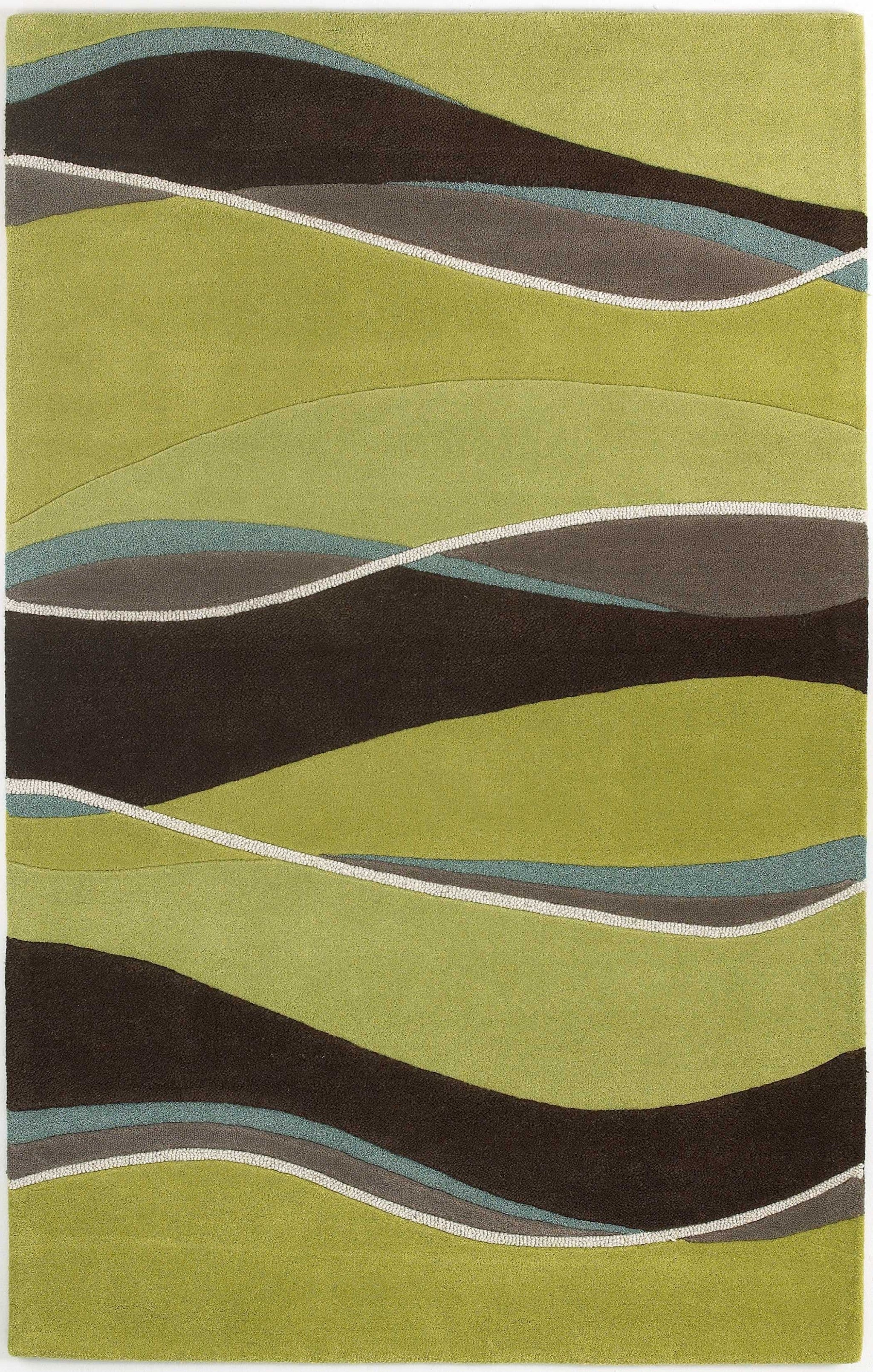 2' X 4' Lime Or Mocha Waves Wool Area Rug