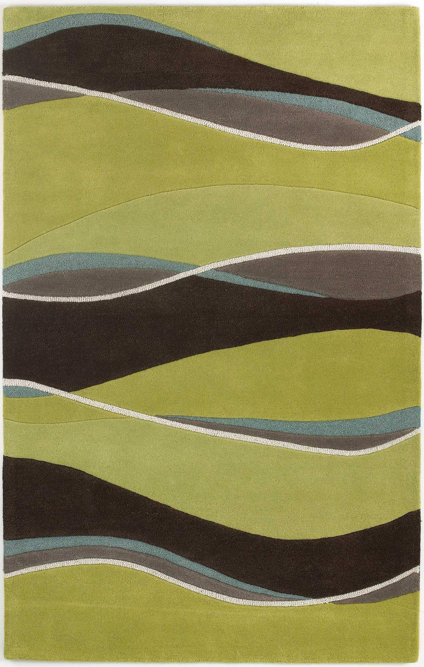 2' X 4' Lime Or Mocha Waves Wool Area Rug - Homeroots - Flyclothing LLC